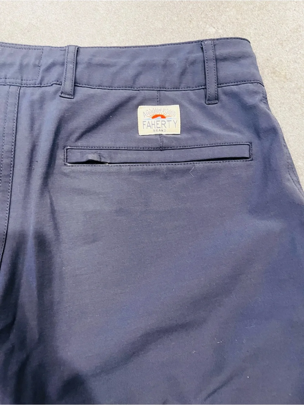 Faherty Navy Flat-Front Performance Shorts